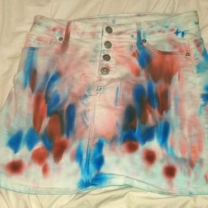 RED WHITE AND BLUE DENIM SKIRT